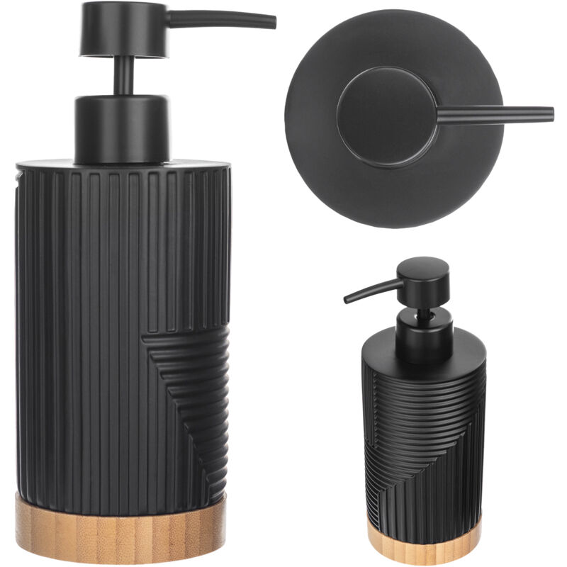 foto del prodotto kadax dispenser di sapone liquido per piatti, ricaricabile, moderno, con pompa, nero, ovale
