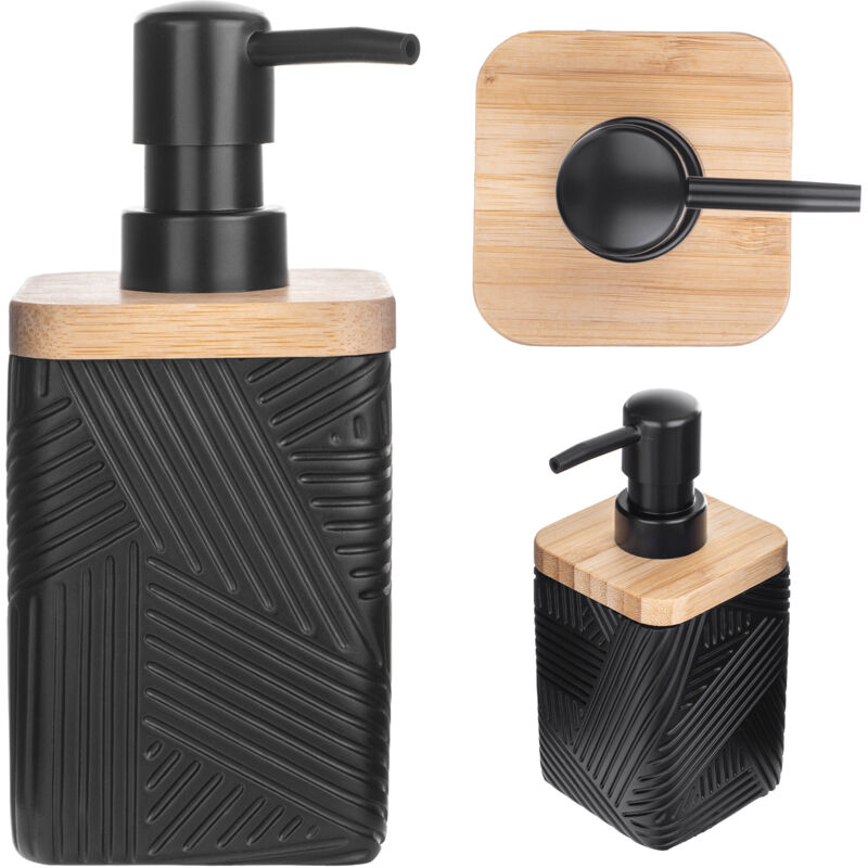 foto del prodotto kadax dispenser di sapone liquido per piatti, ricaricabile, moderno, con pompa, quadrato, nero