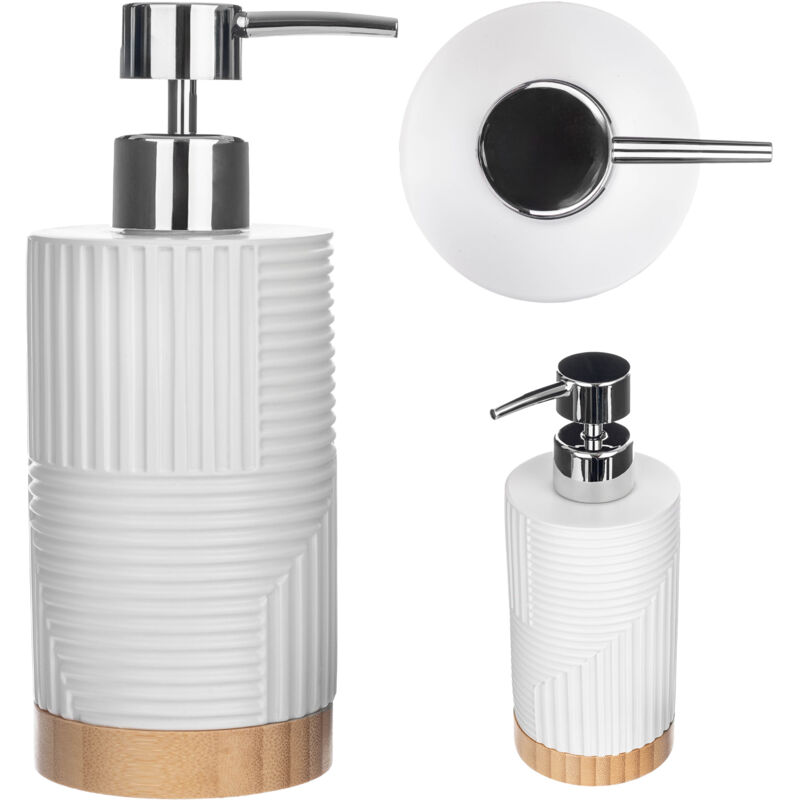 foto del prodotto kadax dispenser di sapone liquido per piatti, ricaricabile, moderno, dispenser di sapone per le mani, con pompa, bianco, ovale