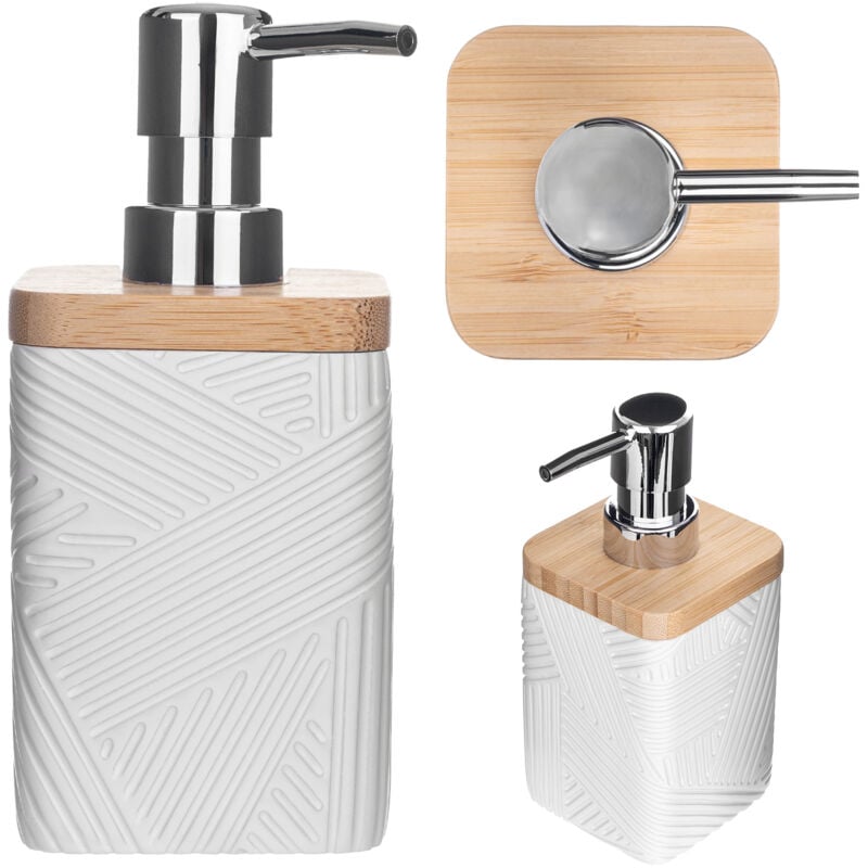 foto del prodotto kadax dispenser di sapone liquido per piatti, ricaricabile, moderno, dispenser di sapone per le mani, con pompa, bianco, quadrato