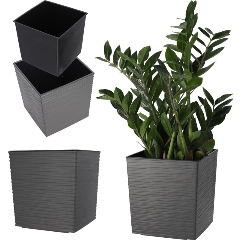 foto del prodotto kadax fioriera con inserto grigio 40 cm
