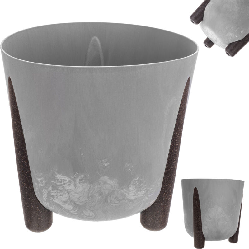 foto del prodotto kadax fioriera rotonda in plastica con inserto interno fioriera decorativa per interni ed esterni grigio, 18 cm , k9898