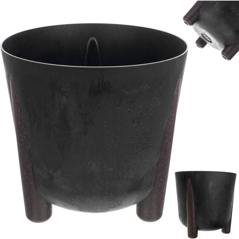 foto del prodotto kadax fioriera rotonda in plastica con inserto interno, fioriera decorativa per interni ed esterni nero, 26 cm , k9905