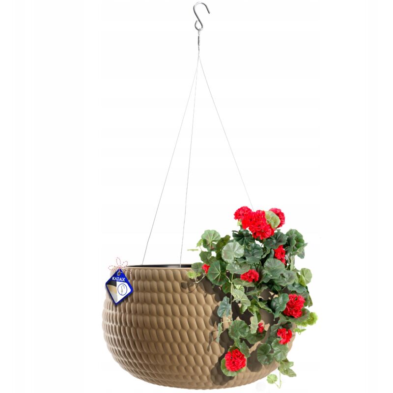 foto del prodotto kadax fioriera sospesa vaso sospeso con catena e gancio, vaso da fiori sospeso per piante rampicanti, vaso per piante con inserto, ( 32 cm, beige)