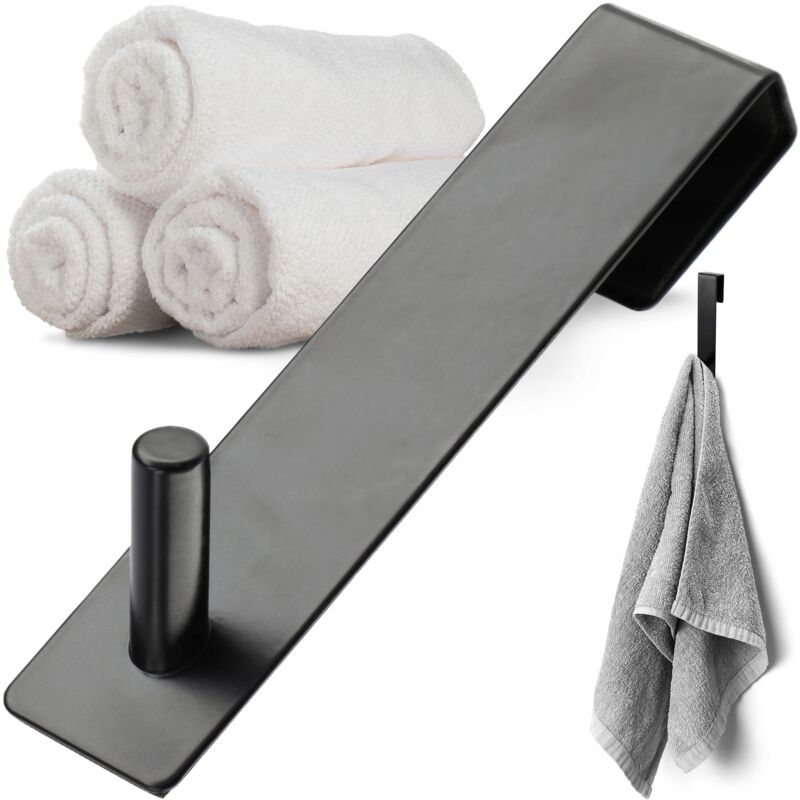 foto del prodotto kadax gancio sopra la porta, appendiabiti sopra la porta, acciaio inossidabile, gancio appendiabiti sopra la porta, nero, 1 pezzo, singolo