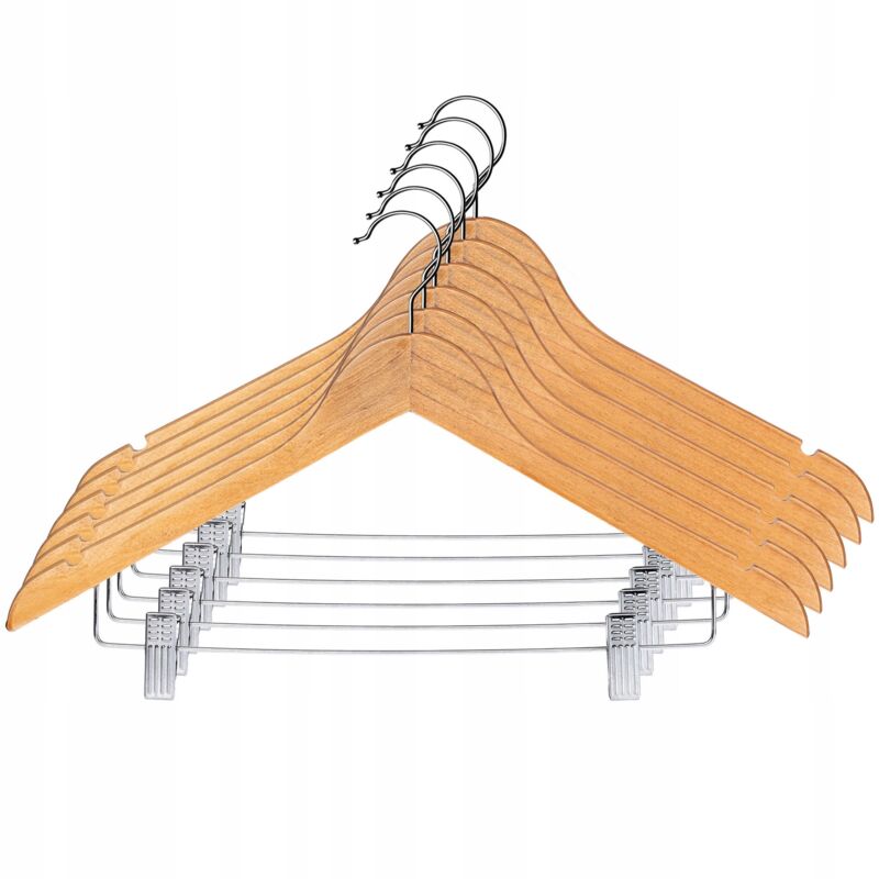 foto del prodotto kadax grucce in legno con clip set 6x