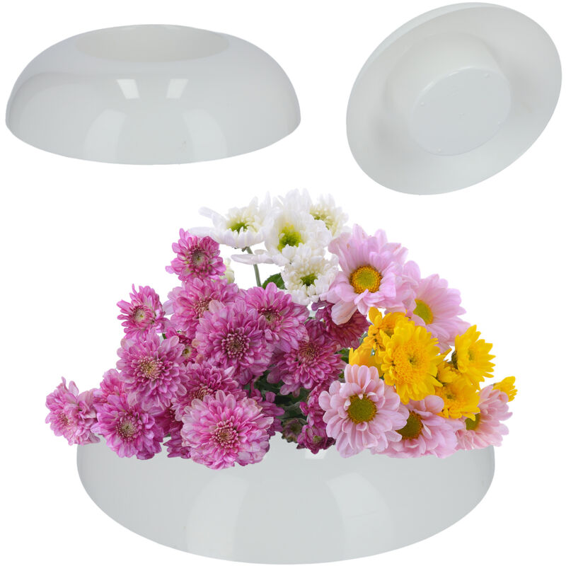 foto del prodotto kadax ikebana vaso ikebana in plastica vaso da fiori supporto giapponese per girasoli vaso ikebana bouquet di fiori 9,5 cm, rotondo, bianco 