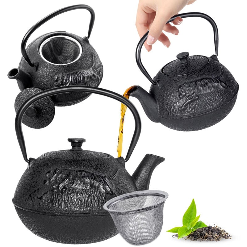 foto del prodotto kadax infusore per tisane teiera in ghisa 720 ml bollitore nero
