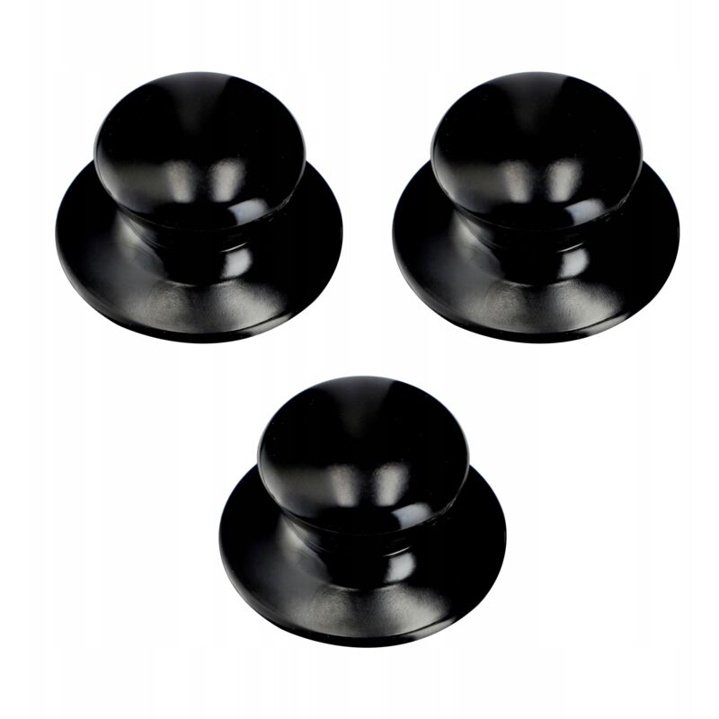 foto del prodotto kadax - maniglie per coperchi set di 3 maniglie per coperchi per pentole in plastica e acciaio inossidabile, nero lucido