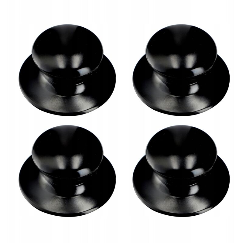 foto del prodotto kadax - maniglie per coperchi set di 4 maniglie per coperchi per pentole in plastica e acciaio inossidabile, nero lucido