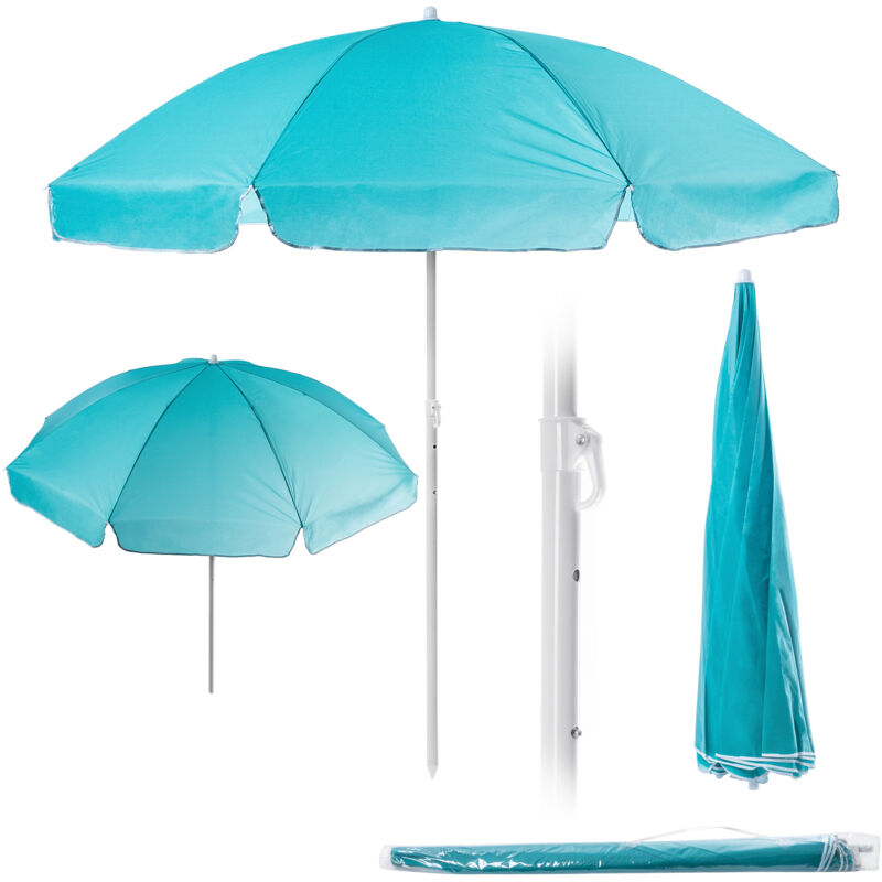 foto del prodotto kadax ombrellone da giardino rotondo 220 x 142 224 cm altezza regolabile per balcone, giardino, patio, piscina e spiaggia, blu