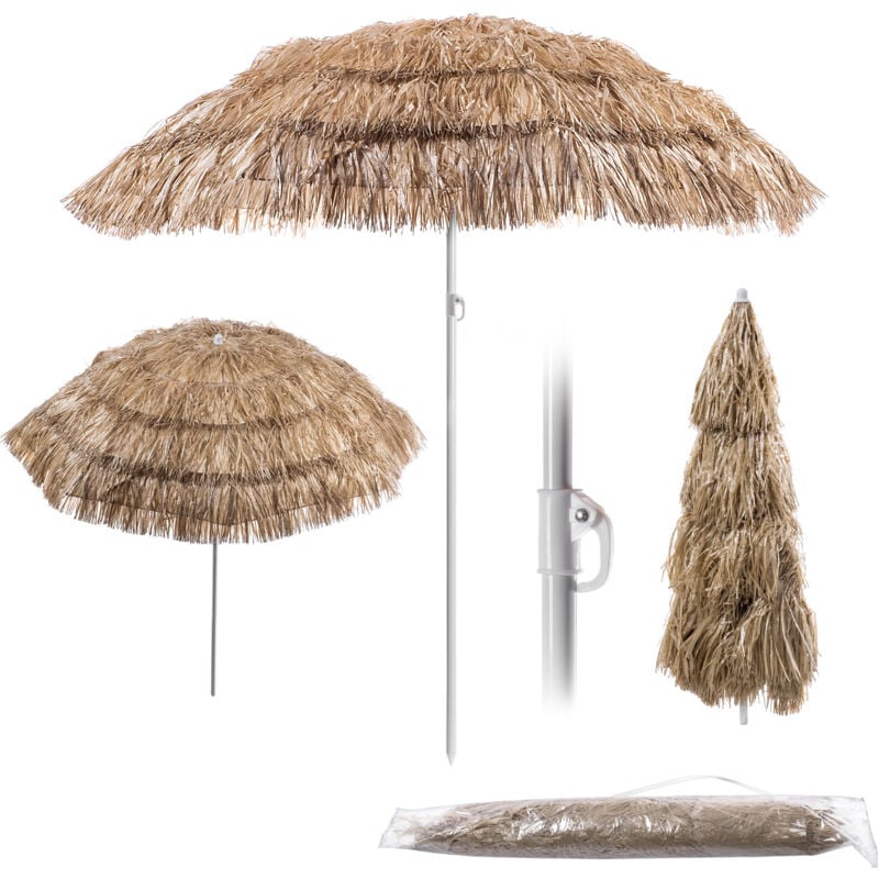 foto del prodotto kadax ombrellone rotondo per balcone, giardino, terrazza, piscina e spiaggia, altezza regolabile, marrone ecru