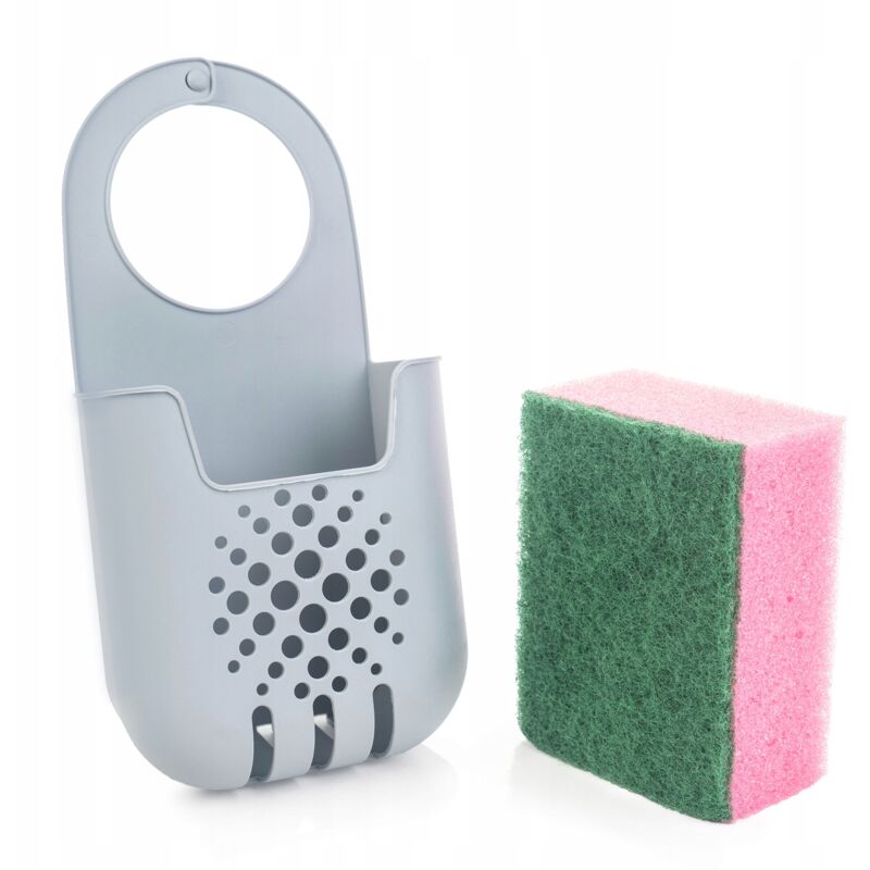 foto del prodotto kadax organizer da cucina porta spugna per lavello con cassetta degli attrezzi in spugna grigio