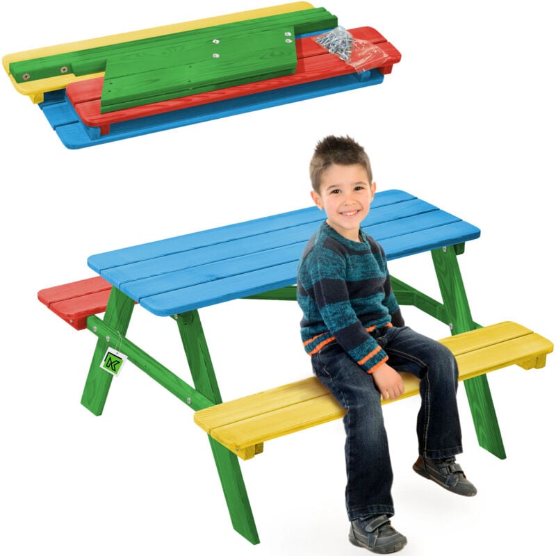 foto del prodotto kadax panca da giardino panca per bambini in legno con tavolo per il giardino