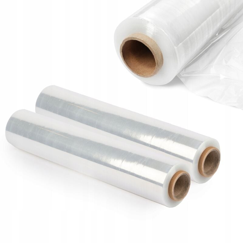 foto del prodotto kadax pellicola estensibile trasparente confezione da 2 300 x 50 cm 3 kg mobili magazzino trasporto pellicola da imballaggio resistente