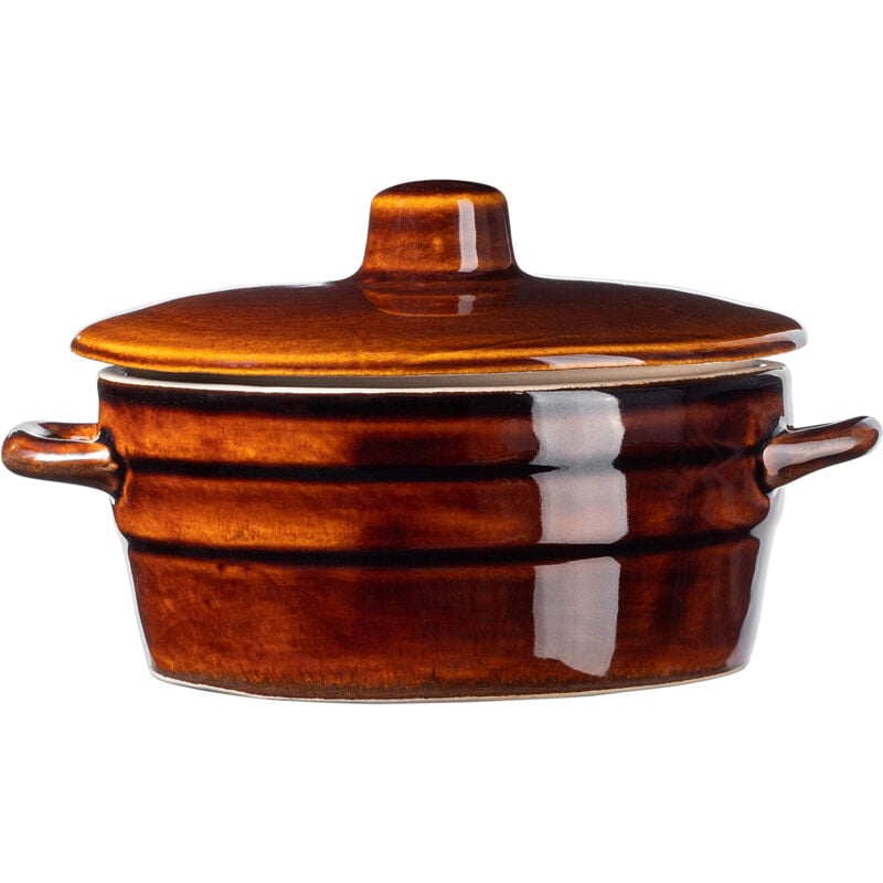 foto del prodotto kadax pentola in gres con manici laterali e coperchio, lavabile in lavastoviglie, ceramica, fatta a mano, vaso per cetrioli 0,3 l 