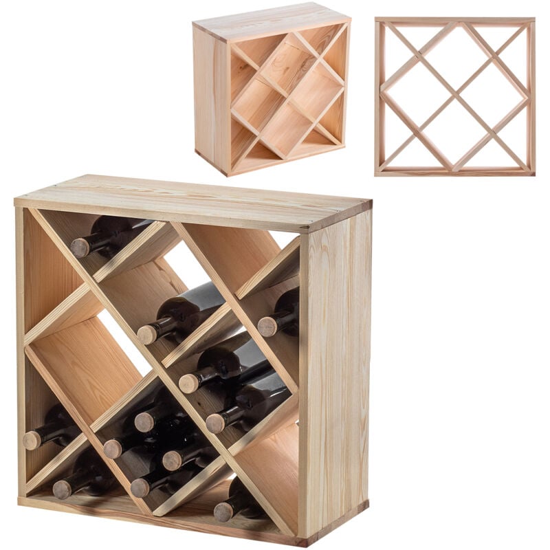 foto del prodotto kadax portabottiglie in legno da 24 bottiglie, scaffale per liquori, regalo, 52 cm