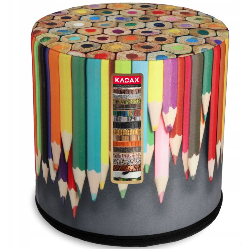 foto del prodotto kadax pouf rotondo con rivestimento lavabile e cuscino da terra 40 x 40 cm, schiuma, feltro di poliestere, matita colorata, 40 x 40 x 40 cm