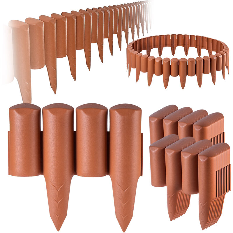 foto del prodotto kadax recinzione per recinzione da giardino con palizzata, 5 m, bordo in plastica in terracotta