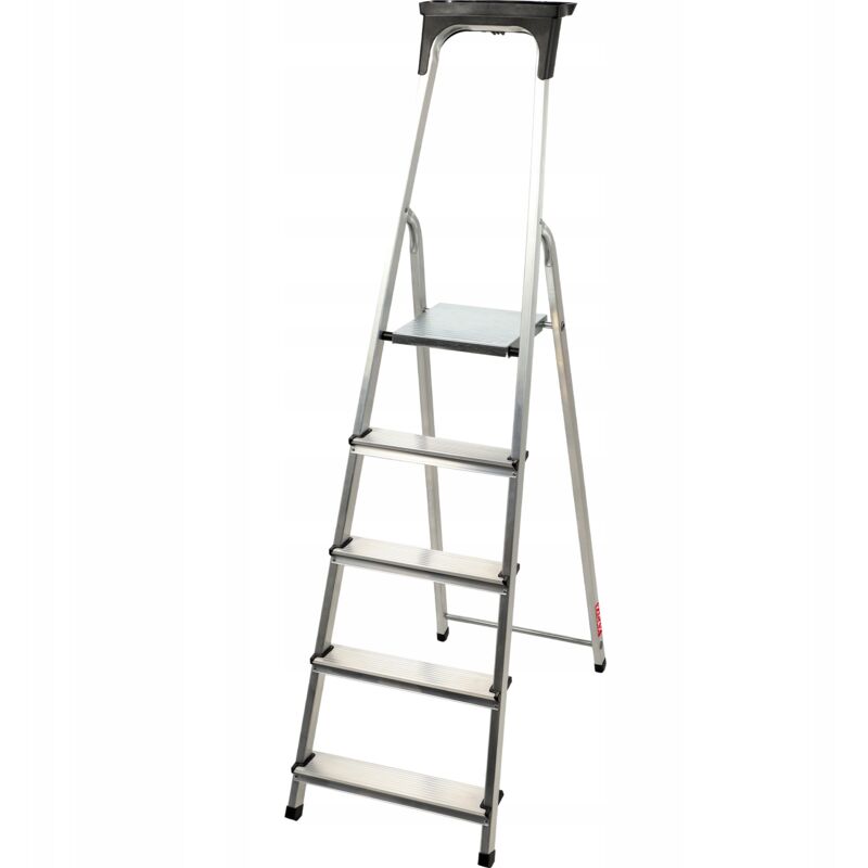 foto del prodotto kadax scala domestica in alluminio 5 gradini ripiano pieghevole 125 kg prodotto polacco