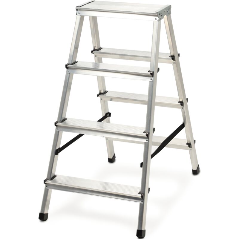 foto del prodotto kadax scala doppia in alluminio dotata di gradini antiscivolo e design pieghevole per riporla e trasportarla facilmente 4 gradini 