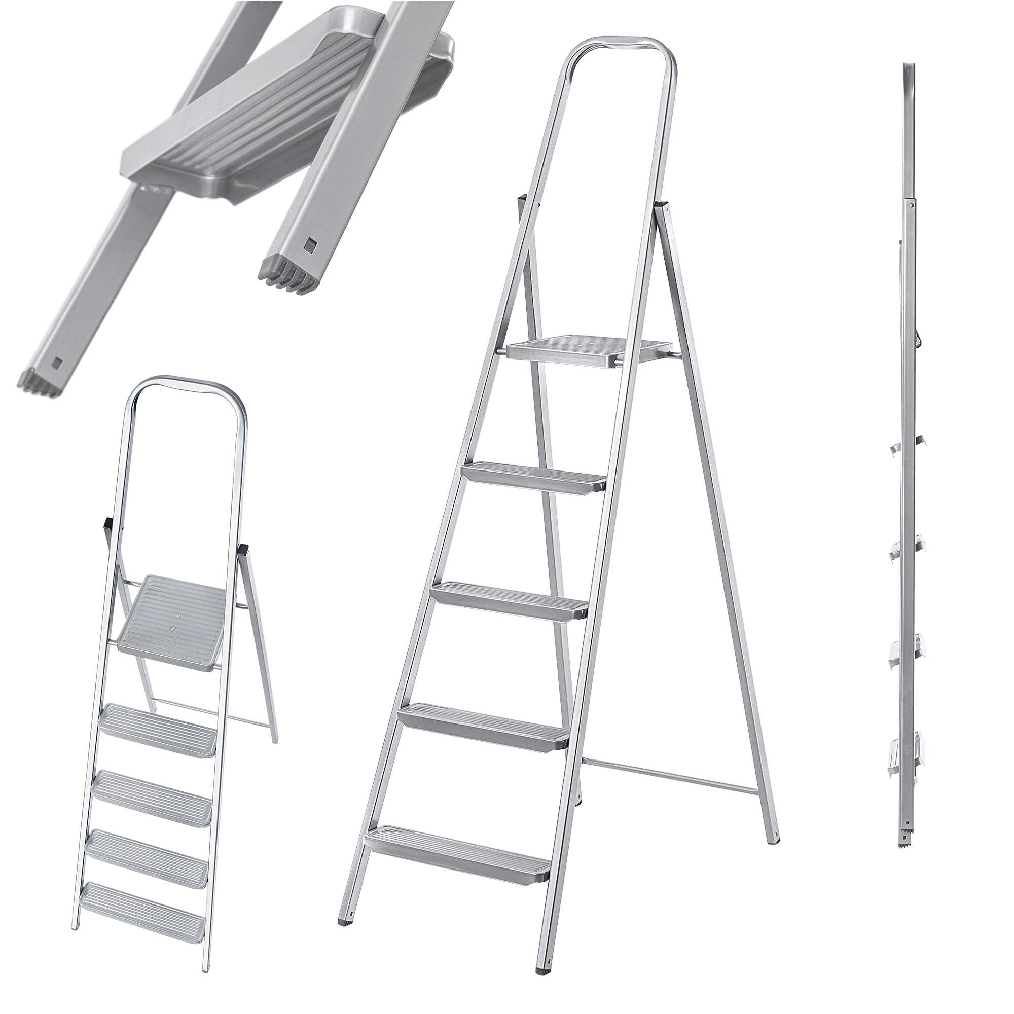foto del prodotto kadax scala in acciaio 5 gradi universale singolo lato pieghevole casa