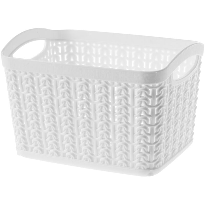 foto del prodotto kadax scatola portaoggetti in plastica, cestino portaoggetti con design aperto e maniglie robuste per organizzare il bagno bianco, 1,5 l 