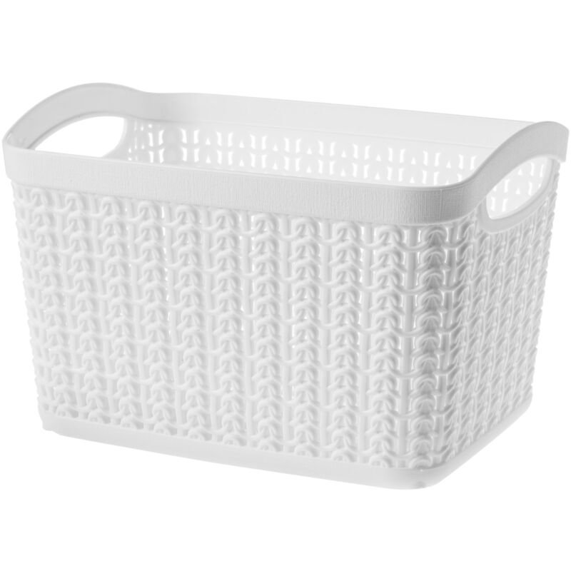 foto del prodotto kadax scatola portaoggetti in plastica, cestino portaoggetti con design aperto e maniglie robuste per organizzare il bagno bianco, 3,3 l 