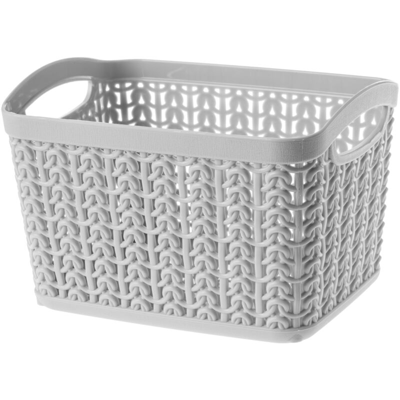 foto del prodotto kadax scatola portaoggetti in plastica, cestino portaoggetti con design aperto e maniglie robuste per organizzare il bagno grigio, 1,5 l 