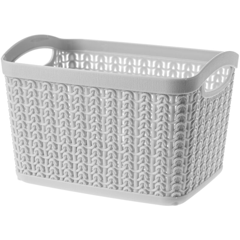 foto del prodotto kadax scatola portaoggetti in plastica, cestino portaoggetti con design aperto e maniglie robuste per organizzare il bagno grigio, 3,3 l 