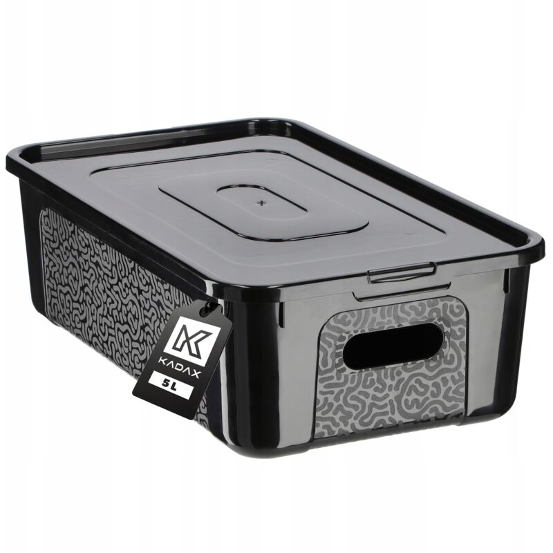 foto del prodotto kadax scatola portaoggetti rettangolare con coperchio scatola portaoggetti impilabile in plastica scatola portaoggetti salvaspazio 5 l, nera 