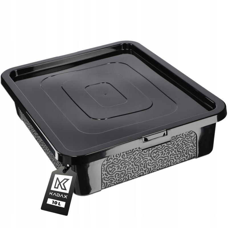 foto del prodotto kadax scatola portaoggetti rettangolare con coperchio scatola portaoggetti in plastica impilabile scatola portaoggetti salvaspazio 10 l, nero 