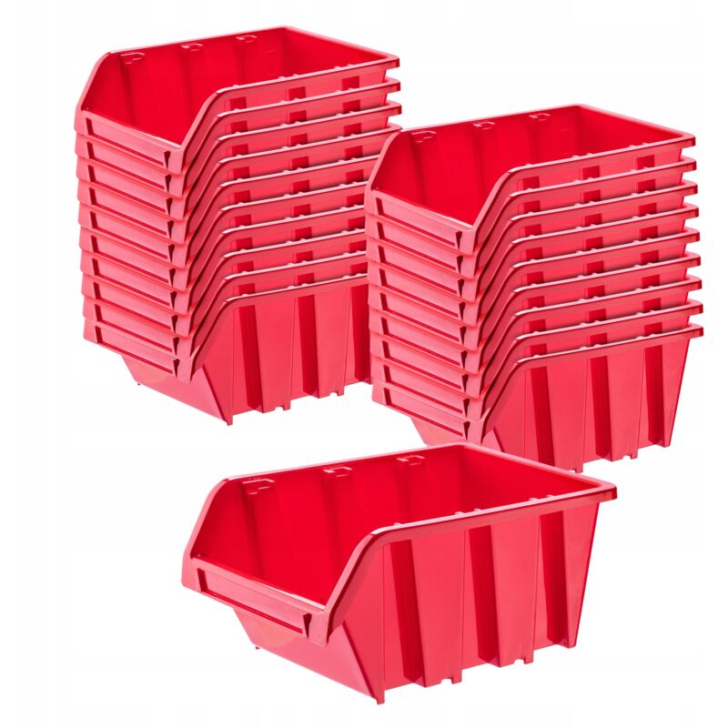 foto del prodotto kadax scatole portaoggetti da parete, scatole in plastica impilabili per organizzare i tuoi attrezzi, contenitori con beccuccio per garage