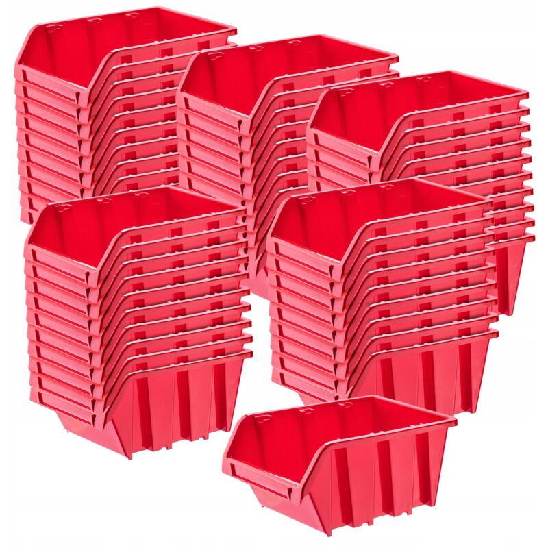 foto del prodotto kadax scatole portaoggetti da parete, scatole in plastica impilabili per organizzare i tuoi attrezzi, contenitori con beccuccio per garage