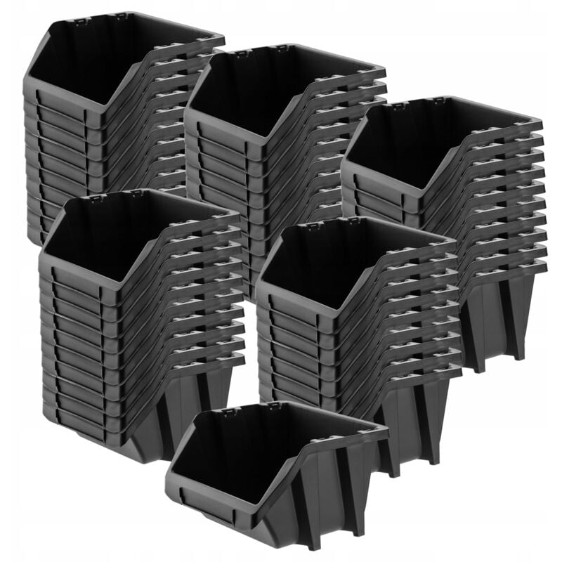 foto del prodotto kadax scatole portaoggetti in plastica pp, confezione da 50, varie dimensioni e colori, nero, 187 x 158 mm