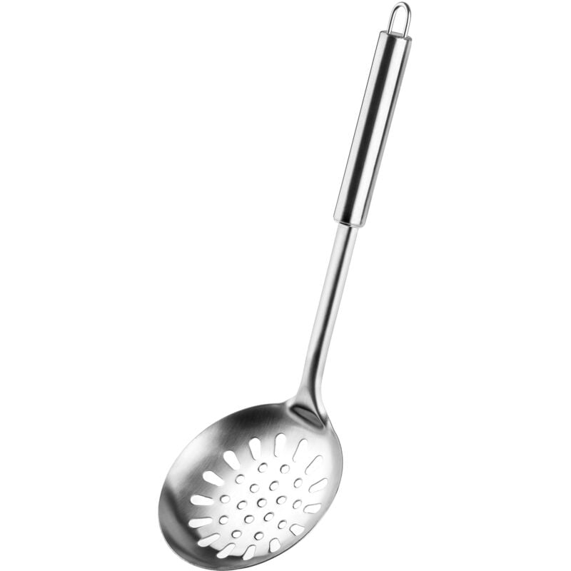 foto del prodotto kadax schiumarola classic in acciaio inossidabile, mestolo da cucina con comoda impugnatura, utensili da cucina, mestolo piatto, cucchiaio colino