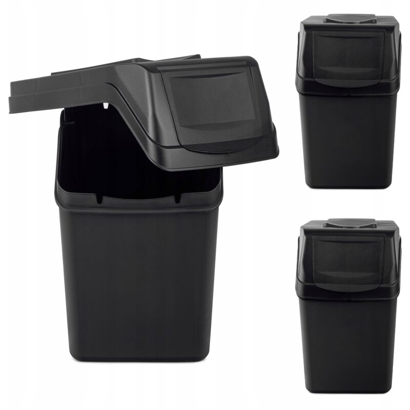 foto del prodotto kadax set 3x di contenitori per la raccolta differenziata da 25 litri con adesivi