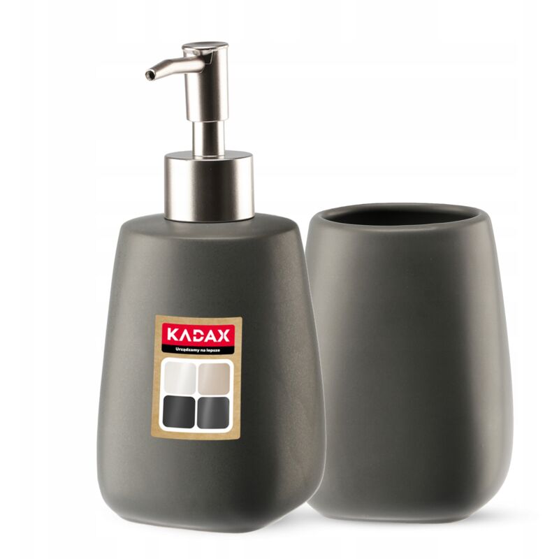 foto del prodotto kadax set bagno grigio dispenser tazza