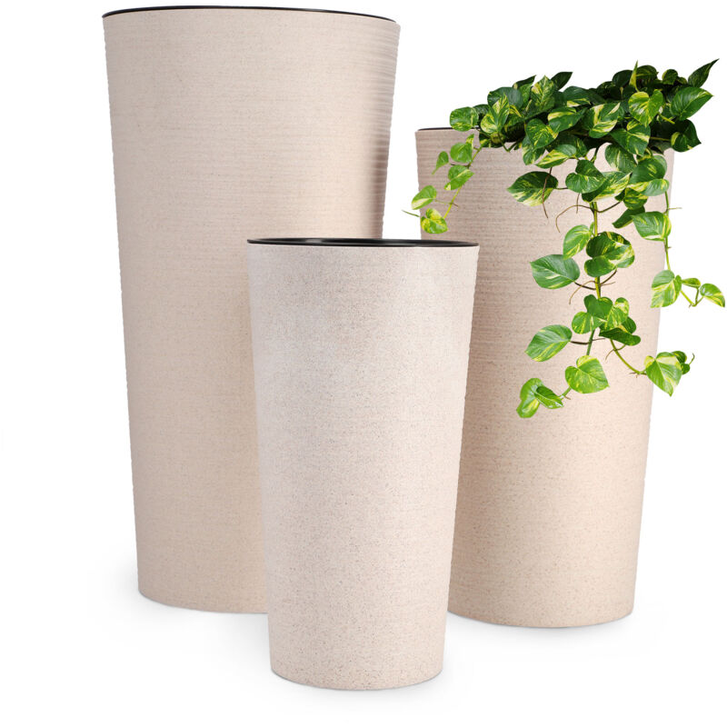foto del prodotto kadax set di 3 vasi da fiori inserto per vaso da fiori supporto per fiori grande giardino beige 57 cm