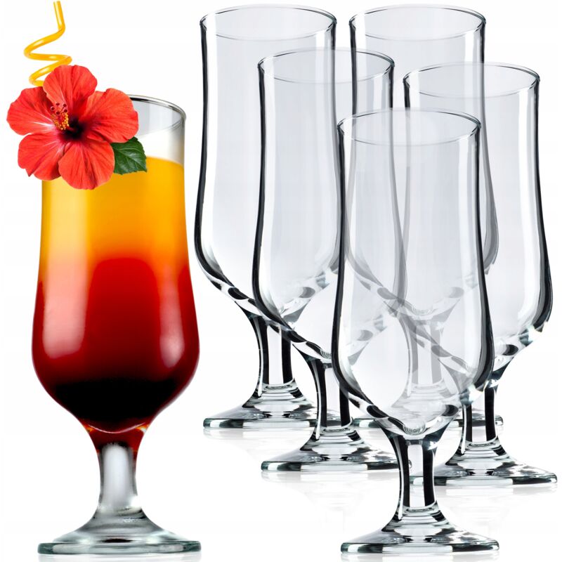 immagine 0 del prodotto kadax set di 6 bicchieri da long drink, bicchieri da frapp per caff ghiacciato a forma di calice da 370 ml in vetro trasparente a prova di