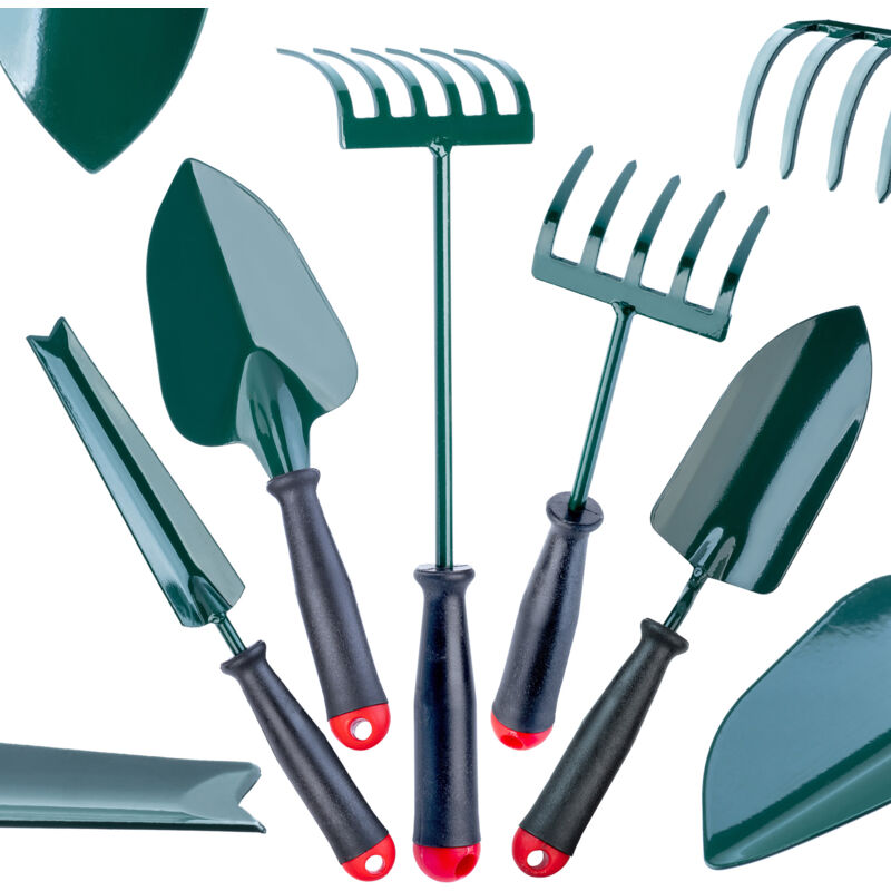foto del prodotto kadax set di attrezzi da giardino 5 in 1, rastrello, spatola, artiglio