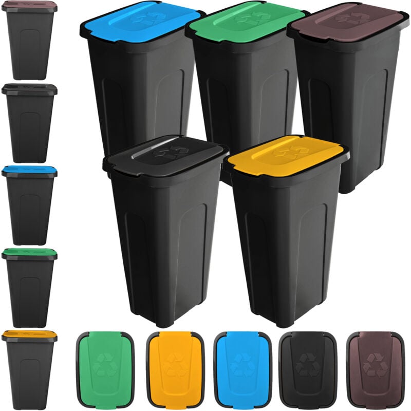 foto del prodotto kadax set di cestini per rifiuti da 30 litri, contenitori per rifiuti differenziati, set da 5 pezzi