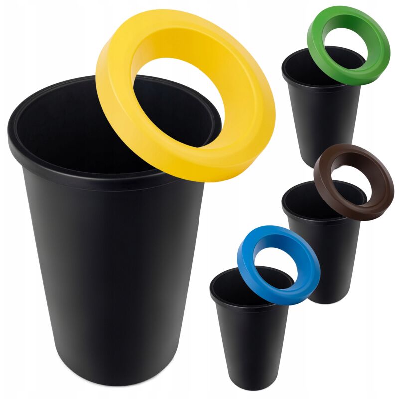 foto del prodotto kadax set di contenitori per raccolta differenziata rotondo, in plastica robusta, contenitore per raccolta differenziata, contenitore per raccolta