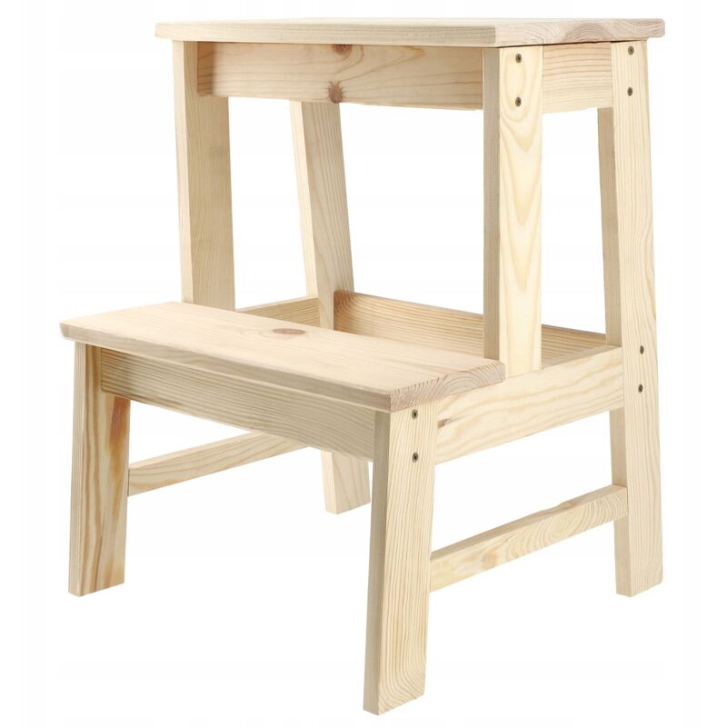 foto del prodotto kadax sgabello con gradino in legno di pino naturale, sedia elegante per aggiungere un tocco di fascino rustico all arredamento della tua casa 2