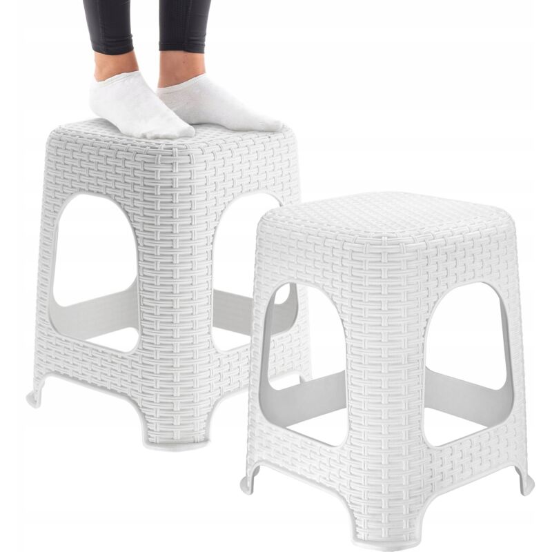 foto del prodotto kadax - sgabello sgabello da cucina in rattan bianco 2 pz