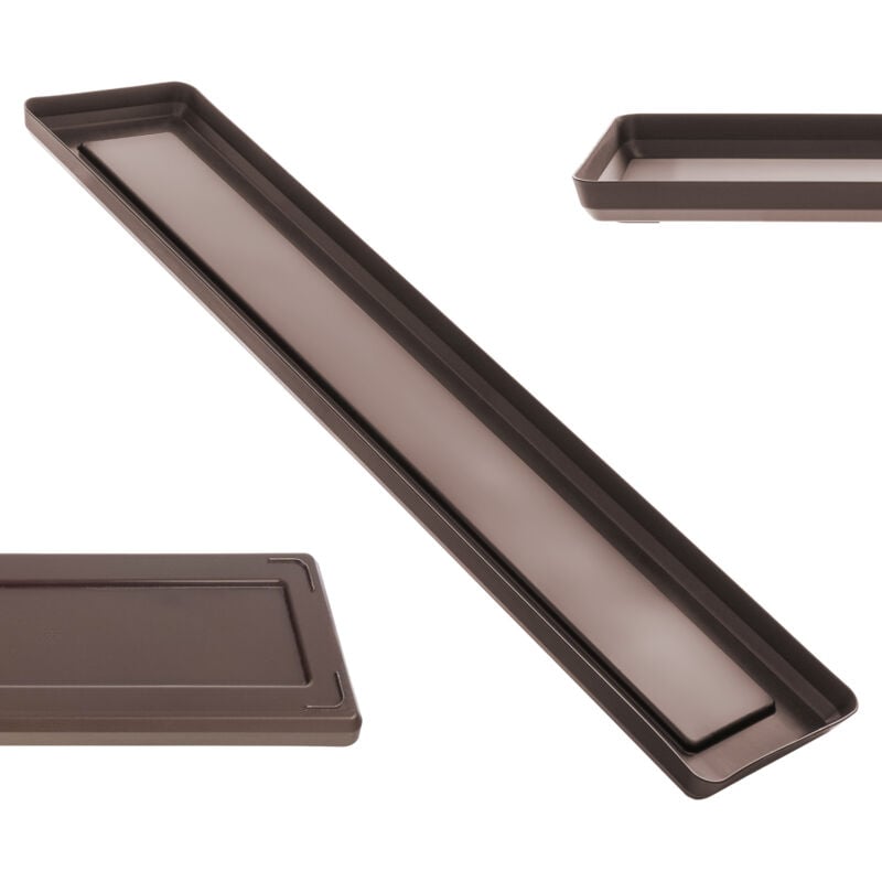 foto del prodotto kadax sottovaso per vasi da fiori, sottovaso in plastica, sottobicchiere per piante rettangolari, sottovaso per vasi da fiori, moka, 60 cm