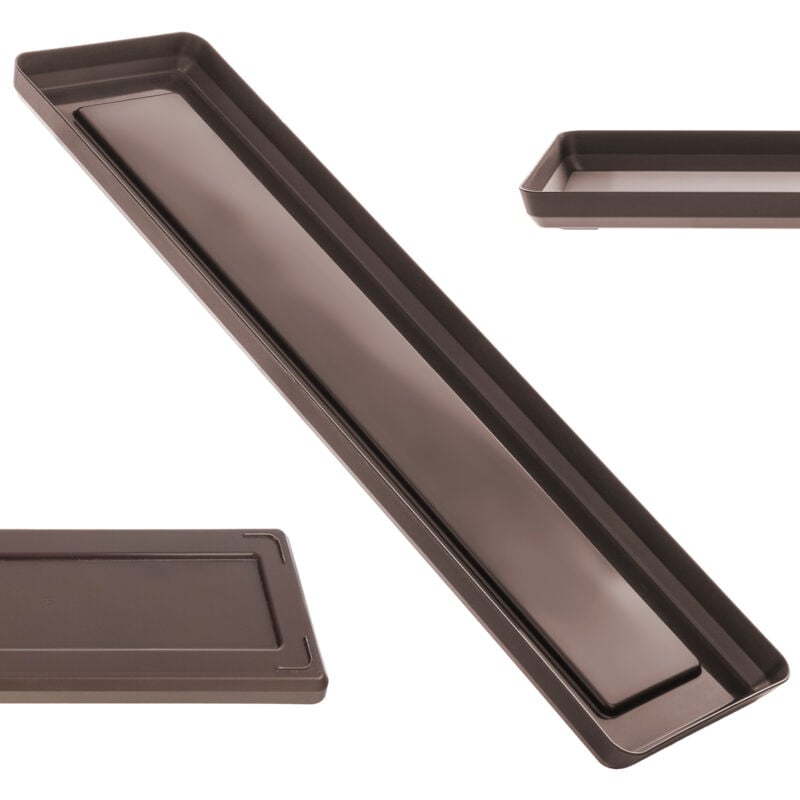 foto del prodotto kadax sottovaso per vaso da fiori, sottovaso in plastica, base per piante rettangolari, sottovaso per vasi da fiori, moka, 50 cm, k9991