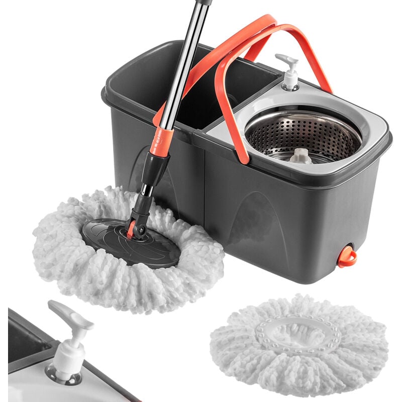 foto del prodotto kadax spin mop con secchio da 18 litri, spremiagrumi e dispenser rotondo per la pulizia