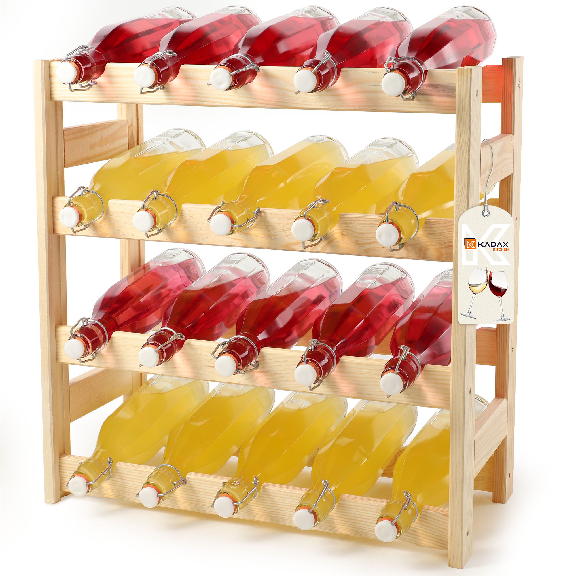 foto del prodotto kadax stack wine bookshelf bottiglie di legno 20 bottiglie scaffale per alcol