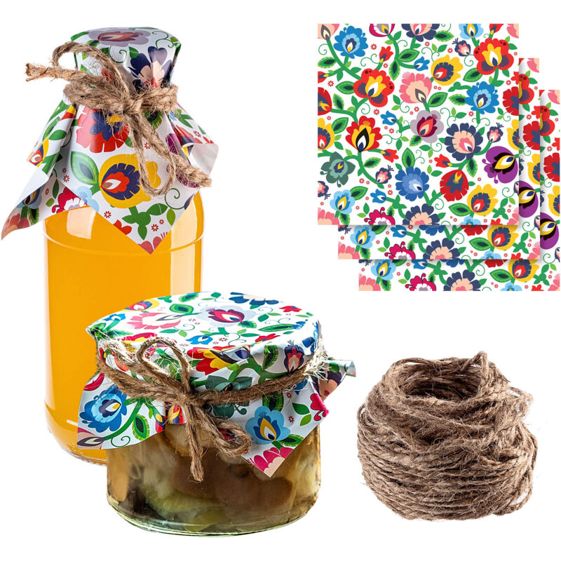 foto del prodotto kadax - tappi, coperchi per barattoli, lattine, bottiglie, tovaglioli + spago juta x50